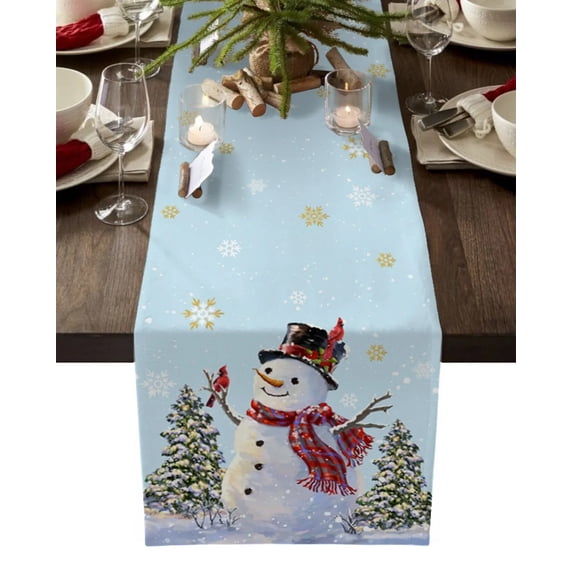 Christmas Snowflakes Red Background Modern Table Runner Wedding r Table Runner for Dining Table Flag Christmas rations
