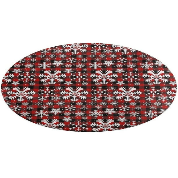 Christmas Snowflakes with Red And Black Buffalo Plaid Pattern Round Carpet Circle Rug Outdoor Patio Area Rug Washable Large Area Rugs Hallway Room Decor Fitness Mats