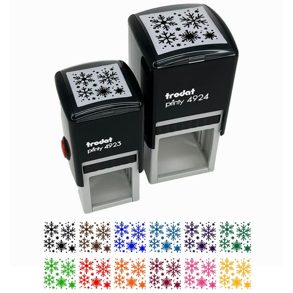 Christmas Snowflakes Self-Inking Rubber Stamp Ink Stamper - Black Ink - Small 1 Inch