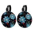 thumbnail image 1 of Christmas Snowflakes Set of 2pcs PU Leather Round Suitcase Tags with Privacy Cover and Name ID Tag - Ideal for Travel Luggage, Handbags, Backpacks, School Bags, 1 of 6