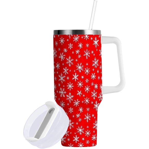 Christmas Snowflakes Stainless Steel Vacuum Insulated Tumbler Superior 40oz Drinking Cup with Lid and Handle,Insulated Cup Water Bottle for Water Coffee 21344908