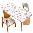 thumbnail image 1 of Christmas Snowflakes Table Cloths for 3 Foot Rectangle Tables, Xmas Snowy Winter Simple Patio Waterproof Elastic Fitted Tablecloths, Washable Rectangular Table Cover for Camping, 1 of 8