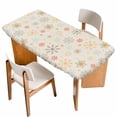 thumbnail image 1 of Christmas Snowflakes Table Cloths for 4 Foot Rectangle Tables, Winter Xmas Geometric on Linen Patio Waterproof Elastic Fitted Tablecloths, Washable Rectangular Table Cover for Camping, 1 of 8