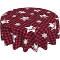 thumbnail image 1 of Christmas Snowflakes Tablecloth, Merry Christmas Table Cloth for Party Decoration, Round 60 Inch, Red Christmas Themed Tablecloths for Dinner Kitchen Party Picnic, 1 of 6