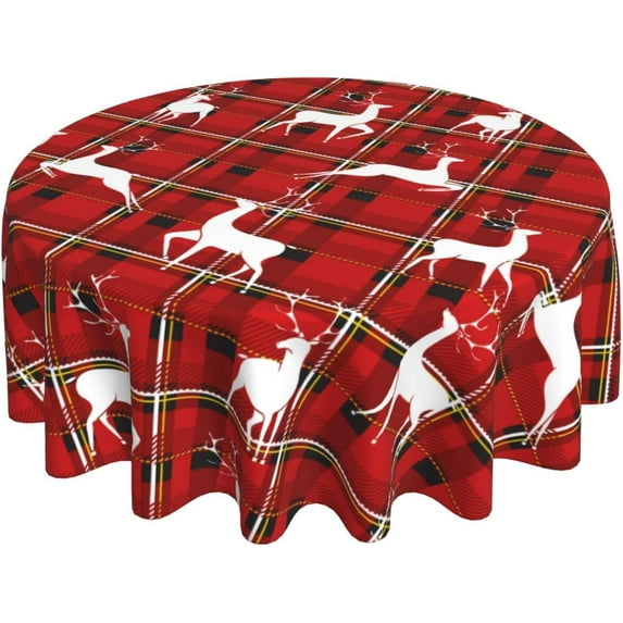Christmas Snowflakes Tablecloth, Merry Christmas Table Cloth for Party Decoration, Round 60 Inch, Red Christmas Themed Tablecloths for Dinner Kitchen Party Picnic