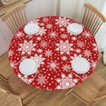 thumbnail image 1 of Christmas Snowflakes Tablecloth with Elastic Edge, Round Table Cloth Washable Reusable Table Cover for Kitchen Dining Party Picnic, Small, 1 of 6