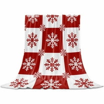 Christmas Snowflakes Throw Flannel Blanket 32x48In Red and White Plaid Super Soft Cozy Bed Blanket, Lightweight Plush Fuzzy Bed Throw for Bedroom Sofa Couch Living Room