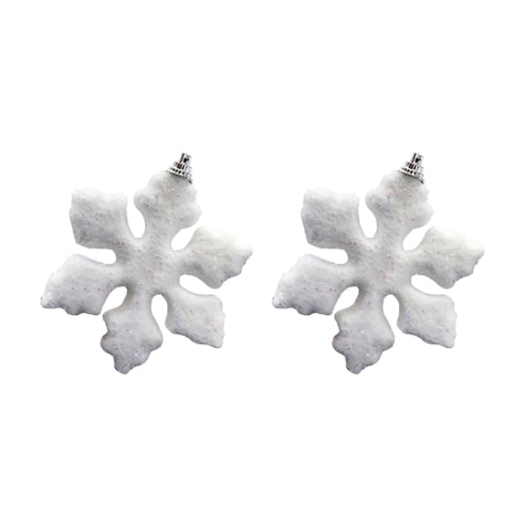 Christmas Snowflakes Tree Decorations 2 Pcs Silver Snowflake Ornaments Glitter Plastic Snow Flakes Ornaments for Winter Wonderland Christmas Tree Durable Snowflake Decorations