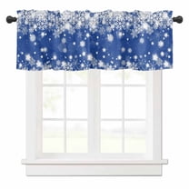 Christmas Snowflakes Valances for Windows Winter Blue Background Xmas Rod Pocket Curtain Valance Window Treatment Short Curtains for Kitchen Living Room, 54"x18"