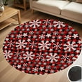 thumbnail image 1 of Christmas Snowflakes With Red And Black Buffalo Plaid Pattern Round Carpet Living Room Bedroom Home Decoration Coffee Table Mat Lounge Rug Chair Mats, 1 of 5