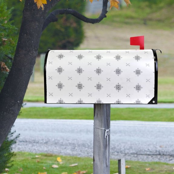 Christmas Snowflakes with Cross Lines Magnetic Mailbox Cover Rust Protection Yard Decor 20.7" x 18.03"