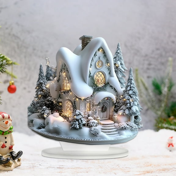 Christmas Snowhouse Flower Pot Plants Courtyard Acrylic Decoration with Floor Insertion Design for Winter Decoration Props and Accessories.