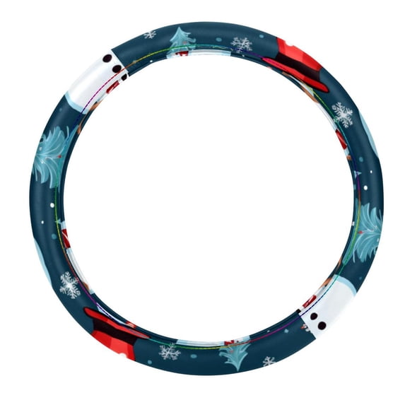Christmas Snowman 14.5 Inch Printing PVC Leather Steering Wheel Cover Car Wheel Covers Auto Accessories