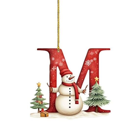 Hangs Christmas Snowman 26 Letter Alphabet Pendant Ornaments for Celebrating Joyful Holiday Moments