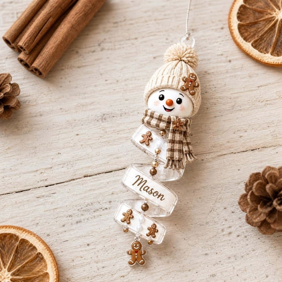Christmas Snowman Acrylic Ornament, Cute Spiral Pendant, Christmas Hanging Decor Perfect for Doors, Christmas Trees, Windows
