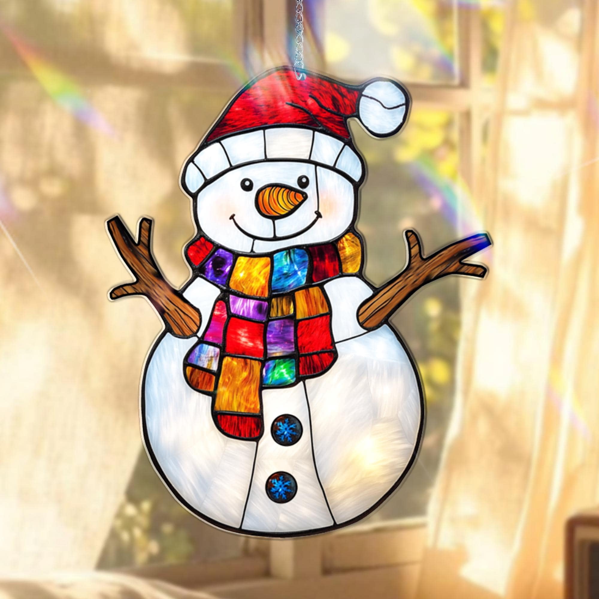 Christmas Snowman Acrylic Suncatcher Winter Holiday Window Hanging ...