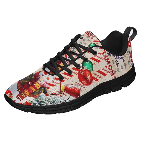 Christmas Snowman American Flag Ds11f Running Shoes Sneakers Mesh Black Size 3.5