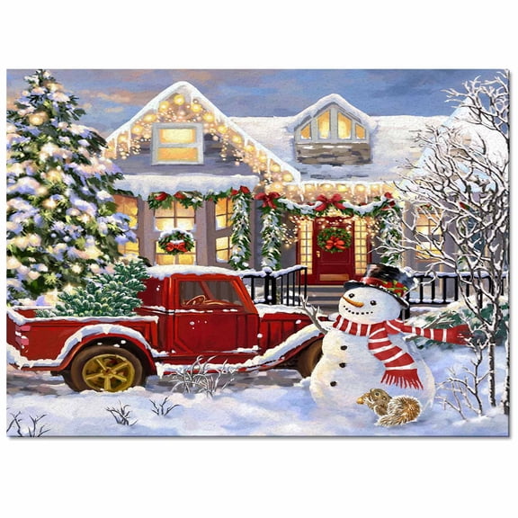 Christmas Snowman Area Rug 2x3ft Red Truck House Non-Slip Washable Square Rugs Christmas Tree Soft Felt Indoor Floor Mat for Bedroom Kitchen Living Room Bathroom
