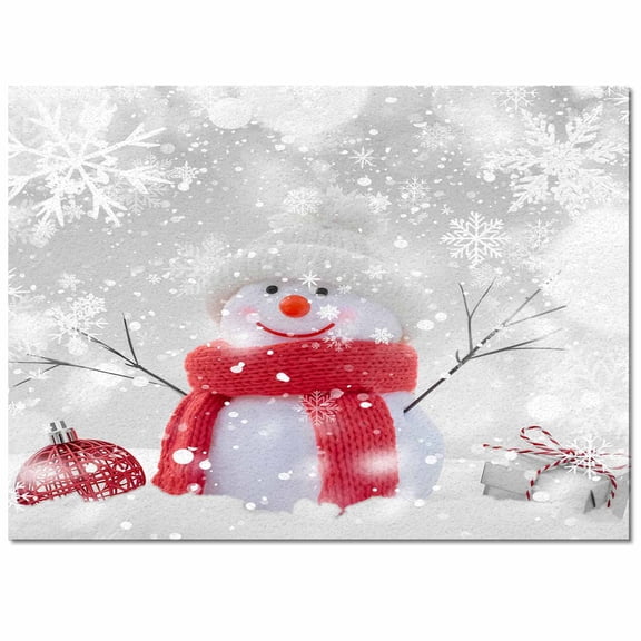 Christmas Snowman Area Rug 2x3ft Xmas Ball Grey Winter Snowflake Scenery Non-Slip Washable Square Rugs Soft Felt Indoor Floor Mat for Bedroom Kitchen Living Room Bathroom