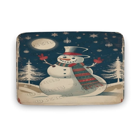 Christmas Snowman Bath Mat for Bathroom Non-Slip Soft Bath Rugs Funny Bathroom Shower Bath Mats Kitchen Floor Rugs 20"x32"