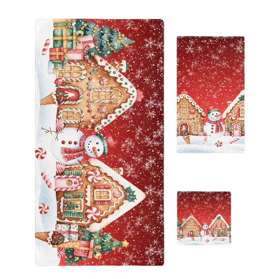 Christmas Snowman Bath Towels for Bathroom Set,Luxury Microfiber Towels Gifts for Women,Quick Dry Beach Kitchen Hand Hair Face Towel and Dish Washcloth,House Snowflake Xmas Candy Yoga Gym Towels+Set