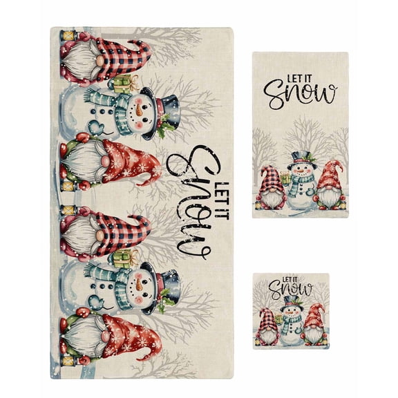 Christmas Snowman Bath Towels for Bathroom Set,Luxury Microfiber Towels Gifts for Women,Quick Dry Beach Kitchen Hand Hair Face Towel and Dish Washcloth,Red Gnomes Snow Winter Branch Yoga Towels+Set