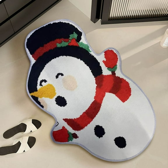 Christmas Snowman Bathroom Mat, Absorbent Non-Slip Rug for Kitchen Entryway Decor(B)