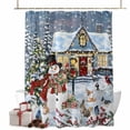 thumbnail image 1 of Christmas Snowman Bathroom Shower Curtain House Xmas Tree Winter Deer Rabbit Snowflake Waterproof Washable Shower Curtains for Bathtub Bath Decor with Grommets and Hook 72 X 72 Inch, 1 of 8