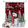thumbnail image 1 of Christmas Snowman Bathroom Shower Curtain Tree Winter Bird Berry Red Black Plaid Waterproof Washable Shower Curtains for Bathtub Bath Decor with Grommets and Hook 54 X 78 Inch, 1 of 8