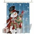 thumbnail image 1 of Christmas Snowman Bathroom Shower Curtain Winter Xmas Box Bird Snowflakes Blue Ombre Waterproof Washable Shower Curtains for Bathtub Bath Decor with Grommets and Hook 36 X 72 Inch, 1 of 8