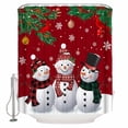 thumbnail image 1 of Christmas Snowman Bathroom Shower Curtains with Hooks, Christmas Tree Winter Pine Red Waterproof Fabric Washable Shower Curtain for Home Hotel Bathtub Decor 72x72 Inches, 1 of 7