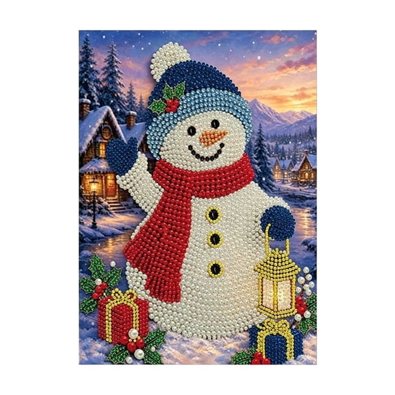 Christmas Snowman Bead Pearl Painting Kit,3D Handmake Snowman Winter Canvas Art for Holiday Handmake Gift Living Room Bedroom Decor