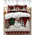 thumbnail image 1 of Christmas Snowman Bedding Duvet Cover Set Full Size 4 Pieces Xmas Tree Snowflake Red Plaid Bedding Set with Zipper Closure, 1 Comforter Cover 86x86 Inches 1 Flat Sheet & 2 Pillow Cases, 1 of 7
