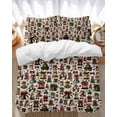 thumbnail image 1 of Christmas Snowman Bedding Duvet Cover Set King Size 4 Pieces Spruce Leaves Bell Balls Bells Beige Linen Bedding Set with Zipper Closure, 1 Comforter Cover 92x106 Inches 1 Flat Sheet & 2 Pillow Cases, 1 of 7