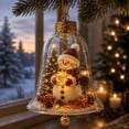 thumbnail image 1 of Christmas Snowman Bell Ornament, Lighted Clear Diorama Hanging Bauble with Mini Scene, Festive Xmas Decor for Holiday Home Party, Christmas Gift (3.94 In), 1 of 4