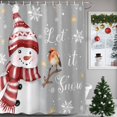thumbnail image 1 of Christmas Snowman Bird on Grey Shower Curtain for Bathroom, Gold Snowflakes Seamless Waterproof Shower Curtains Washable Quick Dry with Hooks Bathtub Curtains 72x72IN, 1 of 9