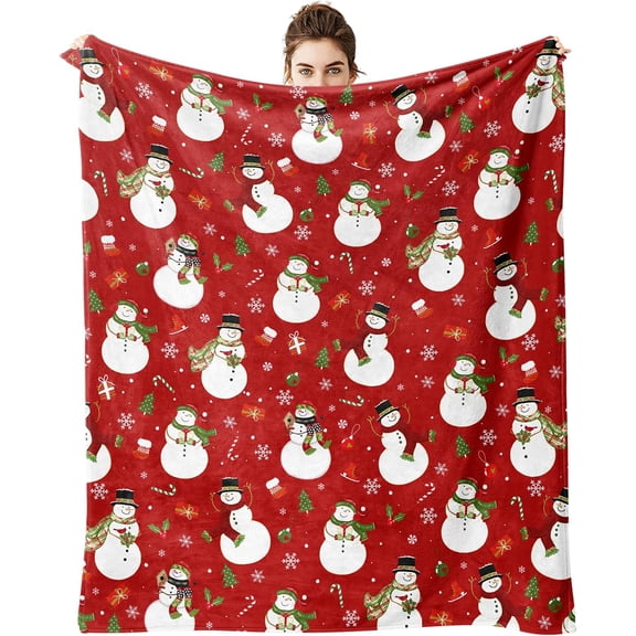 Christmas Snowman Blanket,Festive Sofa Bed Decor, Perfect for Kids, Adults & Family