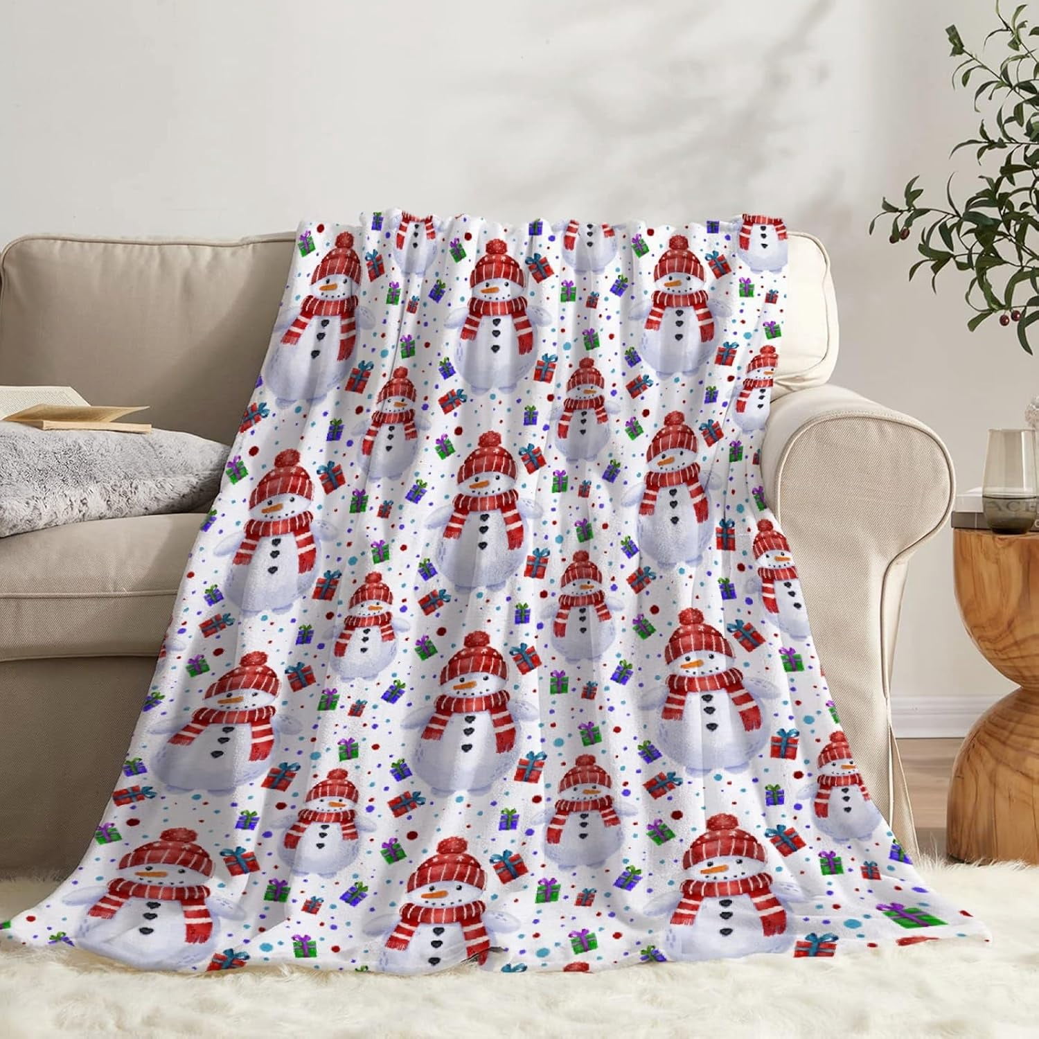 Christmas Snowman Blanket Gifts Super Soft Fleece Throw Blankets