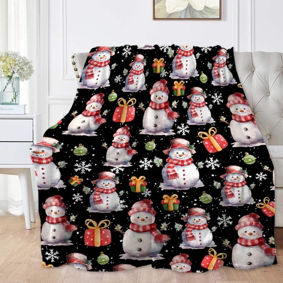 Christmas Snowman Blanket for Boys Girls, Kids Throw Blanket Gift for Child, Fluffy Cozy Soft Lightweight Blankets for Bed Office, 40x50 Inches