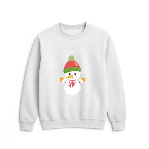 Christmas Snowman Bow Hat Carrot Nose Festive Holiday Winter Cartoon Sweatshirt, up to size 5XL