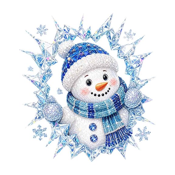 Christmas Snowman Broken Window Decal, 12.2 x 2 x 2 Inch PVC Peel and Stick Wall Cling, Reusable Holiday Glass Sticker for Home Decor