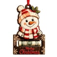 thumbnail image 1 of Christmas Snowman Cash Gift Holder Wooden Ornament with Money Slot, Merry Christmas Tree Decor, Holiday Cash Gift Holder for Family, 1 of 4