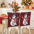thumbnail image 1 of Christmas Snowman Chair Covers Set of 1 Winter Cute Cartoon Snowman Red Plaid Chair Back Covers Stretch Removable Washable Slipcovers Protector for Dining Room Kitchen Party Decor, 1 of 5