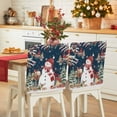 thumbnail image 1 of Christmas Snowman Chair Covers Set of 6 Red Snowman Berries Bird Pine Navy Blue Chair Back Covers Stretch Removable Washable Slipcovers Protector for Dining Room Kitchen Party Decor, 1 of 5