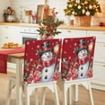 thumbnail image 1 of Christmas Snowman Chair Covers Set of 8 Christmas Tree Snowflakes Red Winter Chair Back Covers Stretch Removable Washable Slipcovers Protector for Dining Room Kitchen Party Decor, 1 of 5