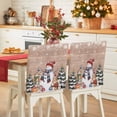 thumbnail image 1 of Christmas Snowman Chair Covers Set of 8 Squirrel Cat Winter Tree Snowflake Board Chair Back Covers Stretch Removable Washable Slipcovers Protector for Dining Room Kitchen Party Decor, 1 of 5