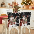 thumbnail image 1 of Christmas Snowman Chair Covers Set of 8 Winter Xmas Box Bird Snowflakes Black Chair Back Covers Stretch Removable Washable Slipcovers Protector for Dining Room Kitchen Party Decor, 1 of 5