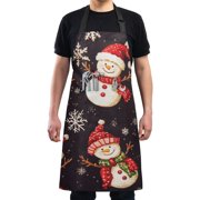 Christmas Snowman Chef Kitchen Apron with Pockets for Women Waterproof Aprons for Cooking Baking