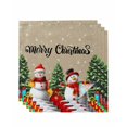 thumbnail image 1 of Christmas Snowman Cloth Napkins Set of 4 Reusable Dinner Napkins, Brown Winter Snowflake Xmas Pine Tree Cocktail Napkin Washable Table Napkins for Wedding/Holiday Party/Baby Shower 20"x20", 1 of 7
