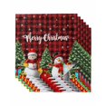 thumbnail image 1 of Christmas Snowman Cloth Napkins Set of 6 Reusable Dinner Napkins, Black Red Checked Snowflake Pine Tree Cocktail Napkin Washable Table Napkins for Wedding/Holiday Party/Baby Shower 20"x20", 1 of 7